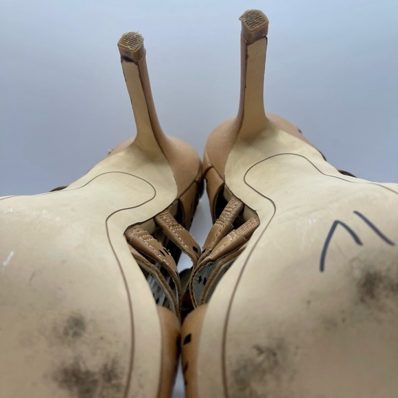 Sam Edelman Nude Buff Laser Cutouts Caged Open Toe Pumps Sz 8.5 Wedding Party - Picture 11 of 12